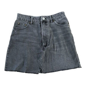 ZARA Distressed Denim Skirt Washed Black‎ Size Medium